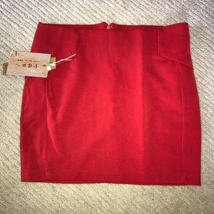 Short red mini skirt